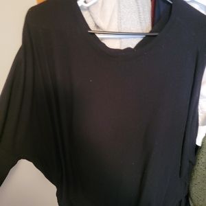 WOMENS 3/4 SLEEVE RIBBED FLOWY SHIRT